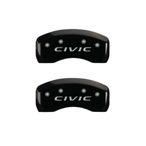 MGP 4 Caliper Covers Engraved Front 2016/CIVIC Engraved Rear 2016/CIVIC Black finish silver ch