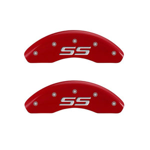 MGP 4 Caliper Covers Engraved Front & Rear Monte Carlo style/SS Red finish silver ch