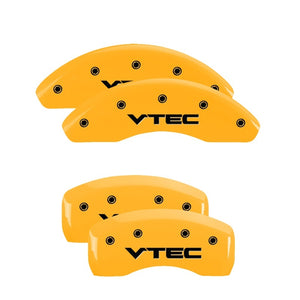 MGP 4 Caliper Covers Engraved Front & Rear Vtech Yellow Finish Black Char 2005 Acura TL