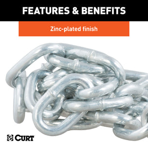 Curt 27in Safety Chain w/1 S-Hook (2000lbs Clear Zinc)