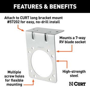 Curt Connector Mounting Bracket for 7-Way RV Blade (Zinc)