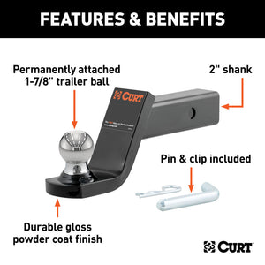 Curt Fusion Ball Mount w/1-7/8in Ball (2in Shank 5000lbs 4in Drop)