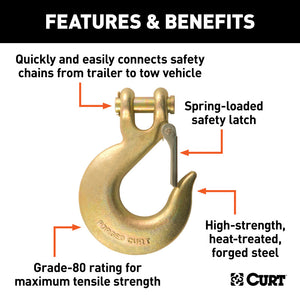 Curt 5/8in Safety Latch Clevis Hook (65000lbs)