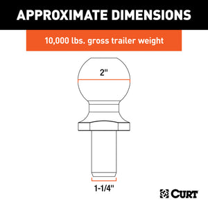 Curt Replacement 2in Pintle Ball (10000lbs 1-1/4in Shank)