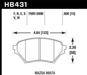 Hawk 04-05 Mazda Miata DTC-60 Motorsports Front Brake Pads