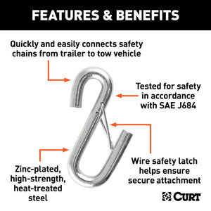 Curt Certified 7/16in Safety Latch S-Hook (5000lbs)