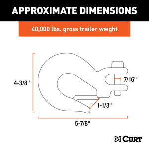 Curt 7/16in Safety Latch Clevis Hook (40000lbs)