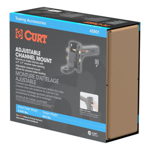 Curt Adjustable Channel Mount w/1in Ball Hole (2in Shank 6000lbs 6-3/4in Drop)