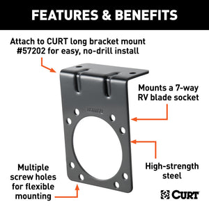 Curt Connector Mounting Bracket for 7-Way RV Blade (Heavy-Duty Black)