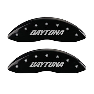 MGP 4 Caliper Covers Engraved Front & Rear Daytona Black finish silver ch