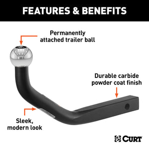 Curt Euro Mount (1-7/8in Ball 1-1/4in Shank 3500lbs 5-1/8in High 11-1/4in Long)