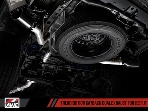 AWE Tuning 20-21 Jeep Gladiator JT 3.6L Tread Edition Cat-Back Dual Exhaust - Diamond Black Tip