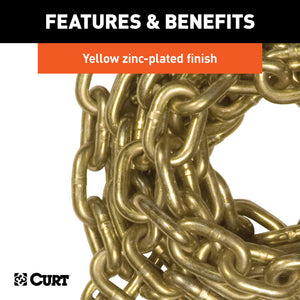 Curt 20ft Transport Binder Safety Chain w/2 Clevis Hooks (26400lbs Yellow Zinc)