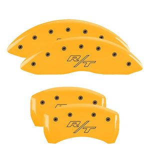 MGP 4 Caliper Covers Engraved Front & Rear Vintage Style/RT Yellow finish black ch