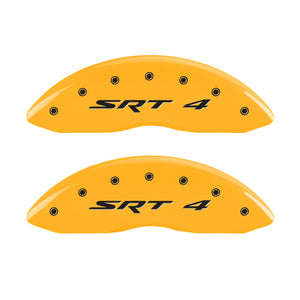 MGP Front set 2 Caliper Covers Engraved Front SRT4 Yellow finish black ch