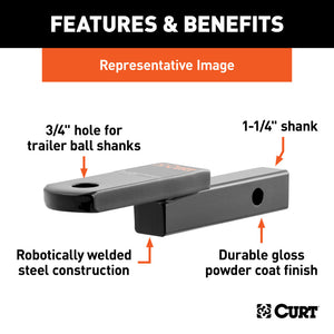 Curt Class 2 Ball Mount (1-1/4in Shank 3500lbs 1-1/4in Rise 9-3/4in Long)