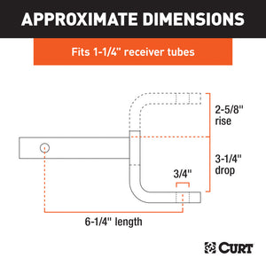 Curt Class 2 Ball Mount (1-1/4in Shank 3500lbs 3-1/4in Drop 6-1/4in Long)