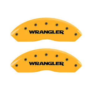 MGP 4 Caliper Covers Engraved Front & Rear WRANGLER Yellow finish black ch