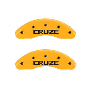 MGP 4 Caliper Covers Engraved Front & Rear Cruze Yellow finish black ch