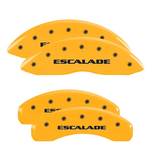 MGP 4 Caliper Covers Engraved Front & Rear Escalade Yellow finish black ch