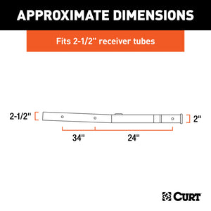 Curt Receiver Tube Adapter (2-1/2in to 2in Shank 4500lbs GTW 34in Length)