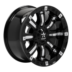 RBP 94R 18x9.0 6x139.7 BP / 5 BS 0mm Offset 108mm CB (Hub Centric) Black w/Chrome Inserts Wheel