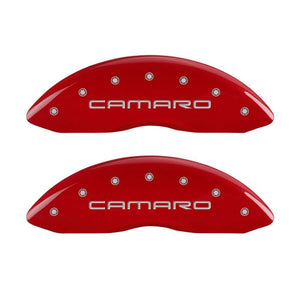 MGP 4 Caliper Covers Engraved Front & Rear Gen 4/Camaro Red finish silver ch