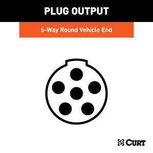 Curt 6-Way Round Connector Socket (Vehicle Side Packaged)