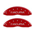 MGP 4 Caliper Covers Engraved Front Acura Engraved Rear MDX Red finish silver ch