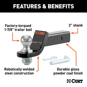 Curt Loaded Ball Mounts w/1-7/8in Balls (2in Shank 3500lbs 2in Drop 3-Pack)