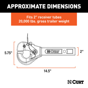 Curt Receiver-Mount Pintle Hook (2in Shank 20000lbs 2-1/2in Lunette Eyes)