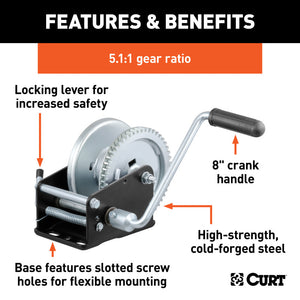 Curt Hand Winch (1900lbs 8in Handle)