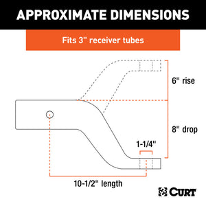 Curt Industrial Duty Forged Ball Mount (3in Shank 21000lbs 8in Drop 10-1/2in Long)