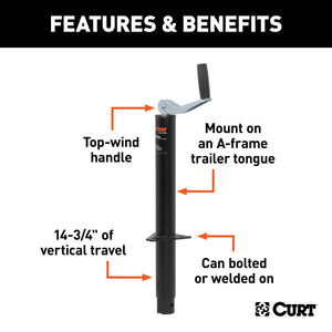 Curt A-Frame Jack w/Top Handle (2000lbs 15in Travel Packaged)