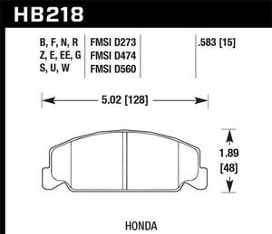 Hawk 1985 Honda Accord 1.8L Base Organic Brakes Front ER-1 Brake Pads