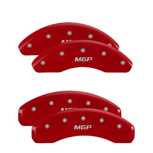 MGP Front set 2 Caliper Covers Engraved Front MGP Red finish silver ch