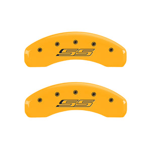 MGP 4 Caliper Covers Engraved Front & Rear Gen 5/SS Yellow finish black ch