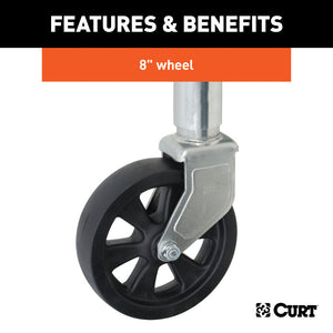 Curt Marine Jack w/8in Wheel (1500lbs 10in Travel Packaged)