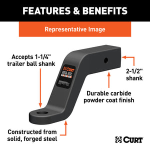 Curt Commercial Duty Forged Ball Mount (2-1/2in Shank 20000lbs 8in Drop)