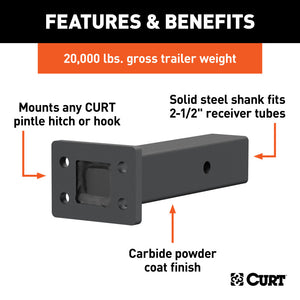 Curt Pintle Mount (2-1/2in Shank 20000lbs 8in Long)