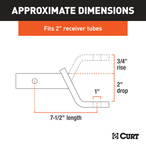 Curt Class 3 Ball Mount (2in Shank 7500lbs 2in Drop 7-1/2in Long Chrome)