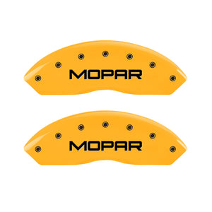 MGP 4 Caliper Covers Engraved Front & Rear MOPAR Yellow finish black ch