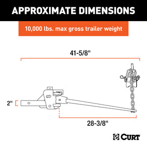 Curt Short Trunnion Bar Weight Distribution Hitch (8000-10000lbs 28-3/8in Bars)