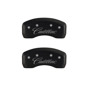 MGP 4 Caliper Covers Engraved Front & Rear Cursive/Cadillac Red finish silver ch