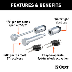 Curt Hitch & Coupler Lock Set (2in Receiver 2-1/2in Latch)