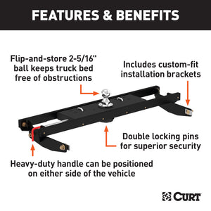 Curt 15-18 GMC Sierra 3500 HD Double Lock Gooseneck Hitch Kit w/Installation Brackets