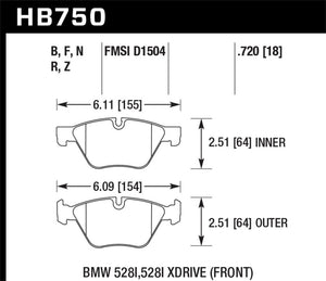 Hawk 13-14 BMW 528i / 528i xDrive PC Front Brake Pads