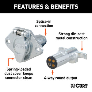 Curt 4-Way Round Connector Plug & Socket (Packaged)