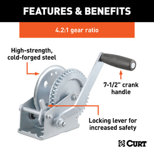 Curt Hand Winch (1400lbs 7-1/2in Handle)