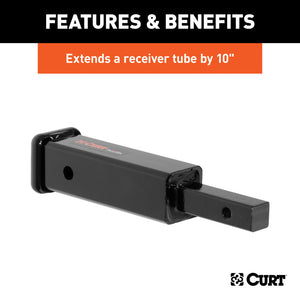 Curt Receiver Tube Adapter (1-1/4in to 2in Shank Not for Towing Use 6-1/4in Length)